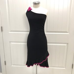 My Michelle One Shoulder Black Midi Dress